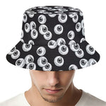Black And White Eyeball Pattern Print Bucket Hat