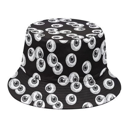 Black And White Eyeball Pattern Print Bucket Hat