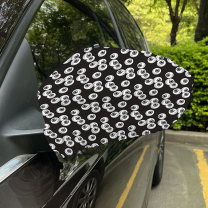 Black And White Eyeball Pattern Print Car Side Mirror Covers