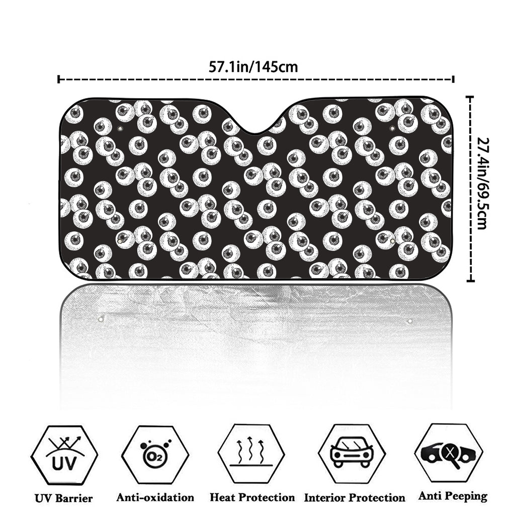 Black And White Eyeball Pattern Print Car Windshield Sun Shade