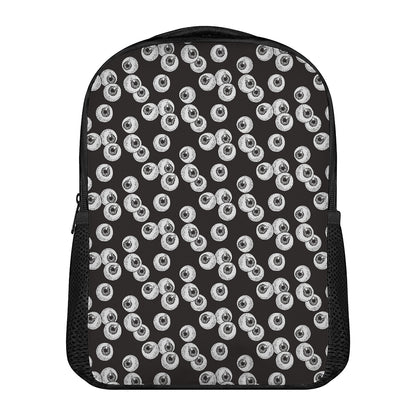 Black And White Eyeball Pattern Print Casual Backpack