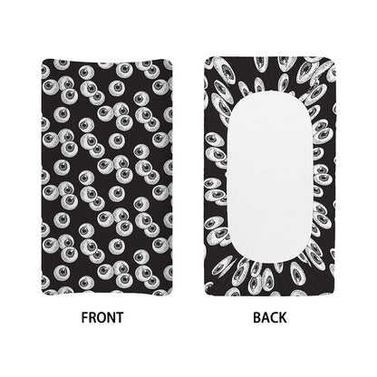 Black And White Eyeball Pattern Print Changing Pad Cover