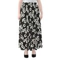 Black And White Eyeball Pattern Print Chiffon Maxi Skirt