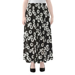 Black And White Eyeball Pattern Print Chiffon Maxi Skirt