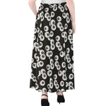 Black And White Eyeball Pattern Print Chiffon Maxi Skirt