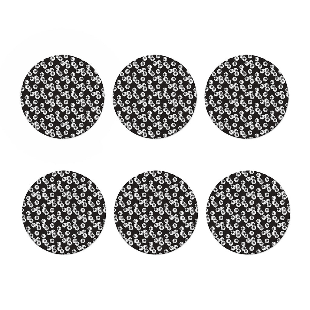 Black And White Eyeball Pattern Print Coaster Set