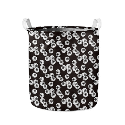 Black And White Eyeball Pattern Print Collapsible Laundry Basket