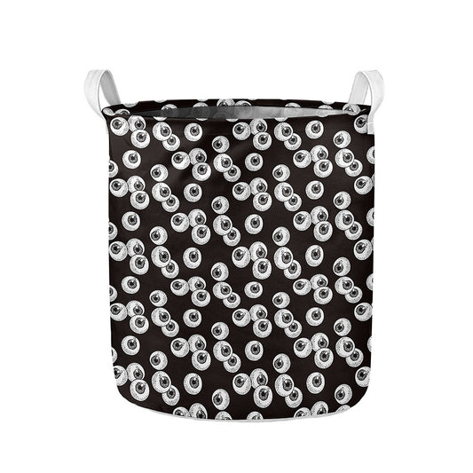 Black And White Eyeball Pattern Print Collapsible Laundry Basket