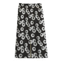 Black And White Eyeball Pattern Print Cotton Front Slit Maxi Skirt