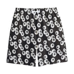 Black And White Eyeball Pattern Print Cotton Shorts
