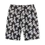Black And White Eyeball Pattern Print Cotton Shorts