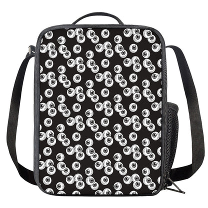 Black And White Eyeball Pattern Print Crossbody Lunch Bag