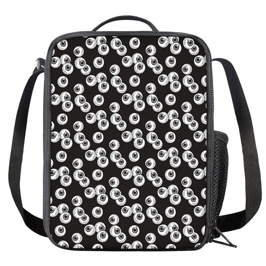 Black And White Eyeball Pattern Print Crossbody Lunch Bag
