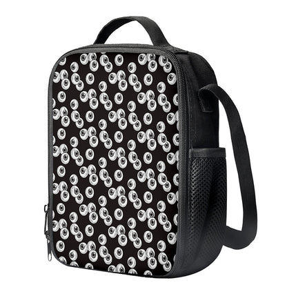 Black And White Eyeball Pattern Print Crossbody Lunch Bag