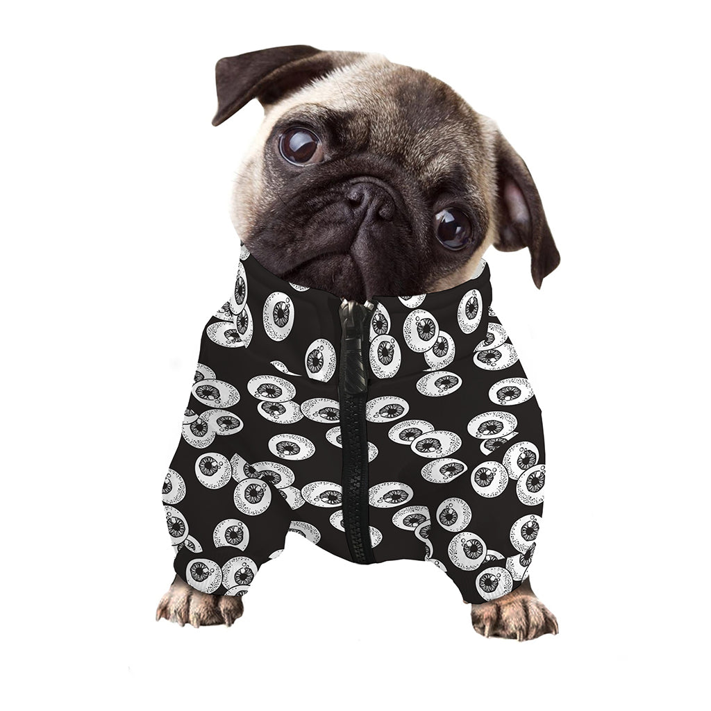 Black And White Eyeball Pattern Print Dog Zip Up Jacket