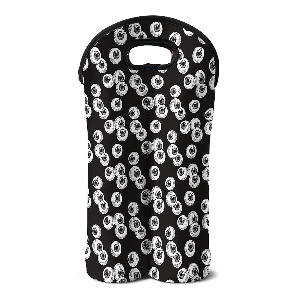 Black And White Eyeball Pattern Print Double Neoprene Wine Tote