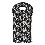 Black And White Eyeball Pattern Print Double Neoprene Wine Tote