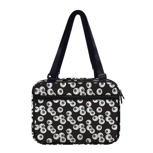 Black And White Eyeball Pattern Print Double Strap Bible Bag
