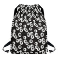 Black And White Eyeball Pattern Print Drawstring Backpack