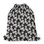 Black And White Eyeball Pattern Print Drawstring Bag