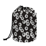 Black And White Eyeball Pattern Print Drawstring Makeup Bag