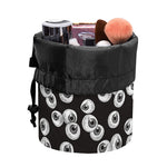 Black And White Eyeball Pattern Print Drawstring Makeup Bag
