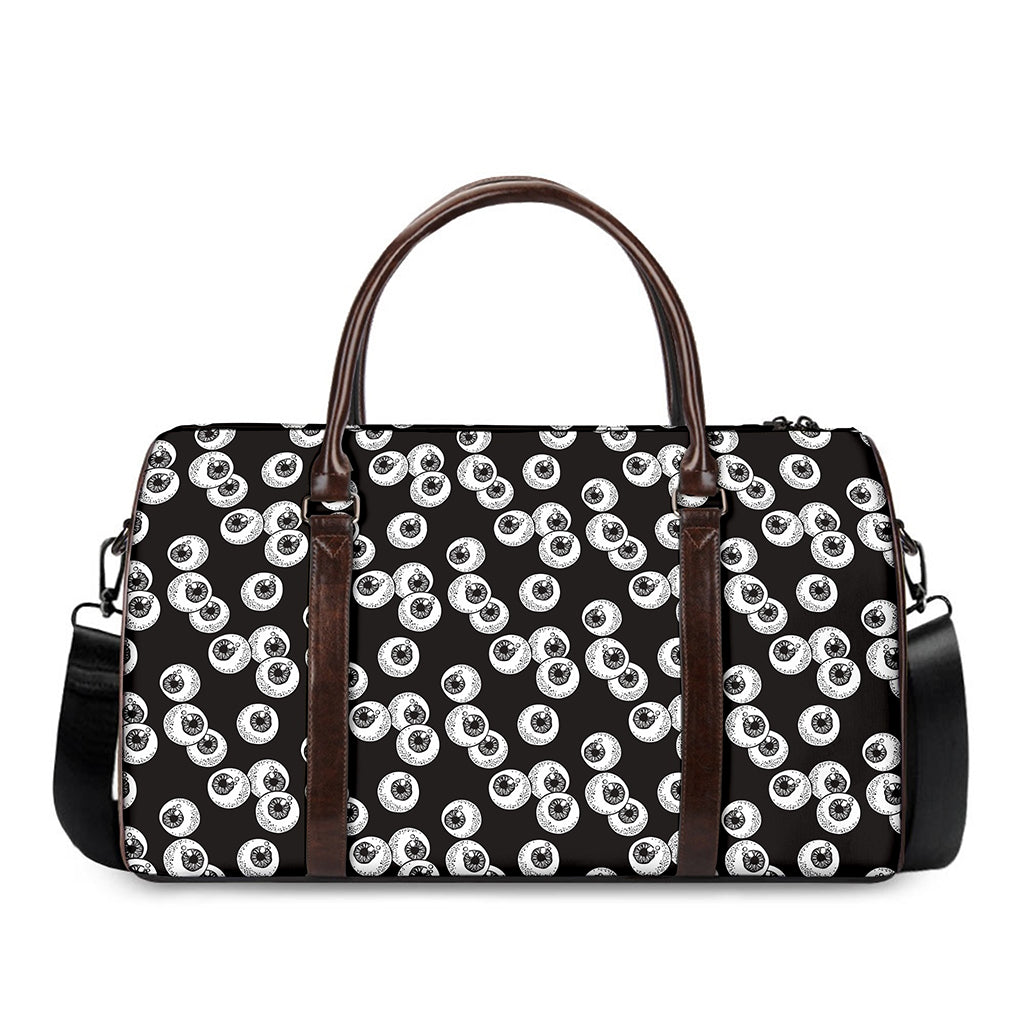 Black And White Eyeball Pattern Print Duffle Bag