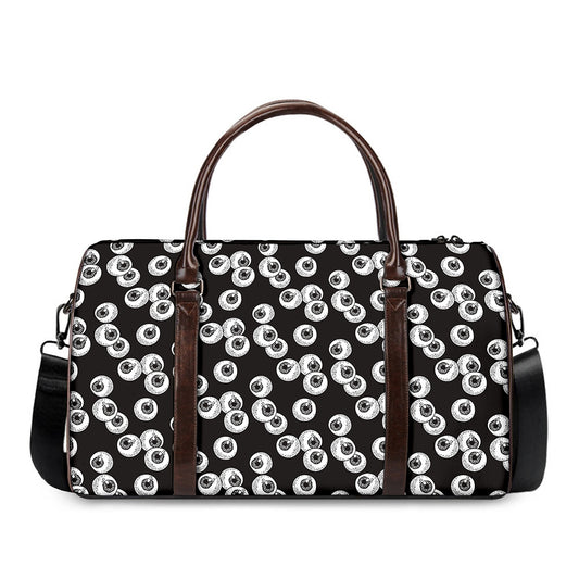 Black And White Eyeball Pattern Print Duffle Bag