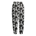 Black And White Eyeball Pattern Print Fleece Lined Knit Pants