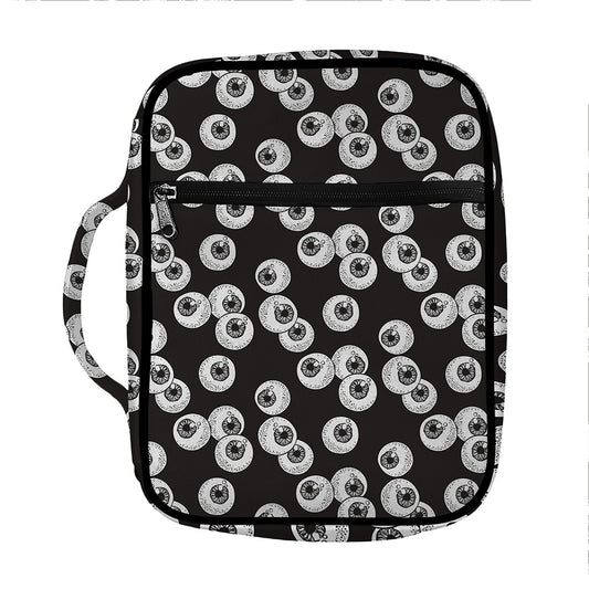 Black And White Eyeball Pattern Print Front Pocket Bible Bag