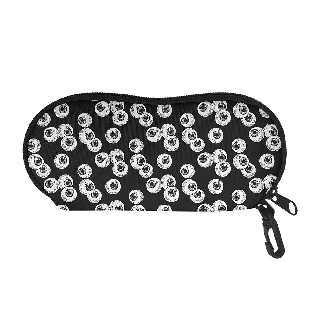 Black And White Eyeball Pattern Print Glasses Case