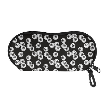 Black And White Eyeball Pattern Print Glasses Case