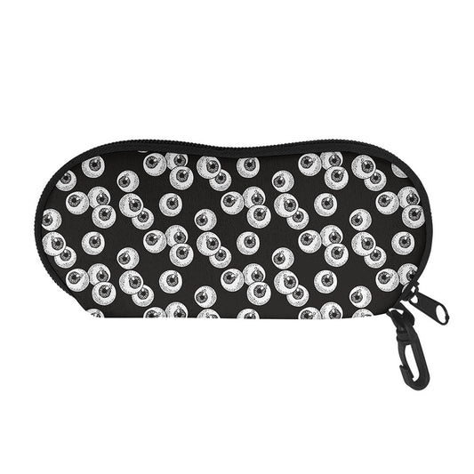 Black And White Eyeball Pattern Print Glasses Case