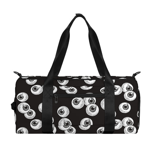 Black And White Eyeball Pattern Print Gym Bag