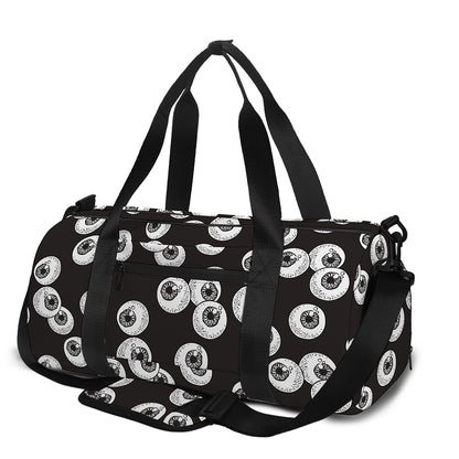 Black And White Eyeball Pattern Print Gym Bag