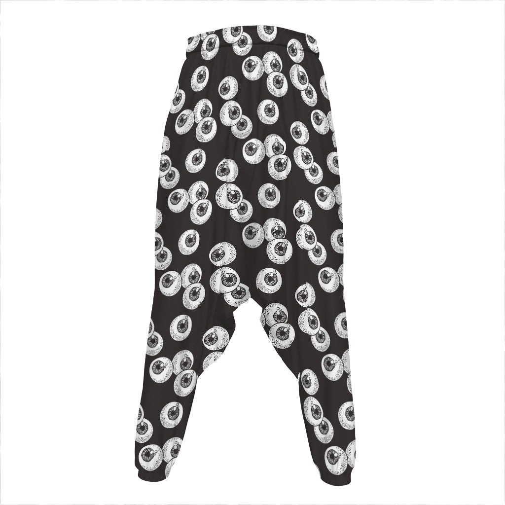 Black And White Eyeball Pattern Print Hammer Pants