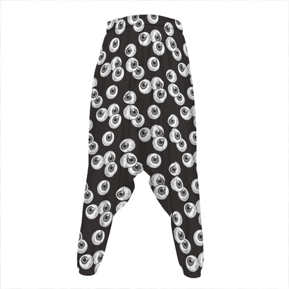 Black And White Eyeball Pattern Print Hammer Pants