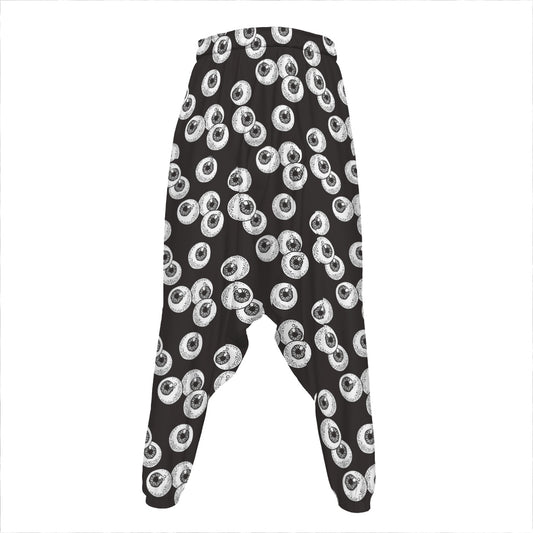 Black And White Eyeball Pattern Print Hammer Pants
