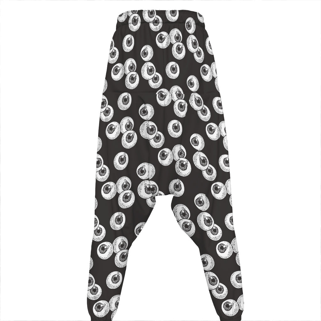 Black And White Eyeball Pattern Print Hammer Pants