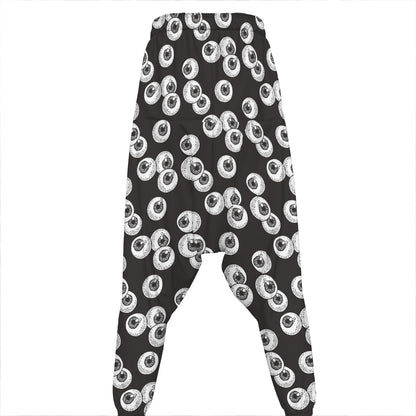 Black And White Eyeball Pattern Print Hammer Pants