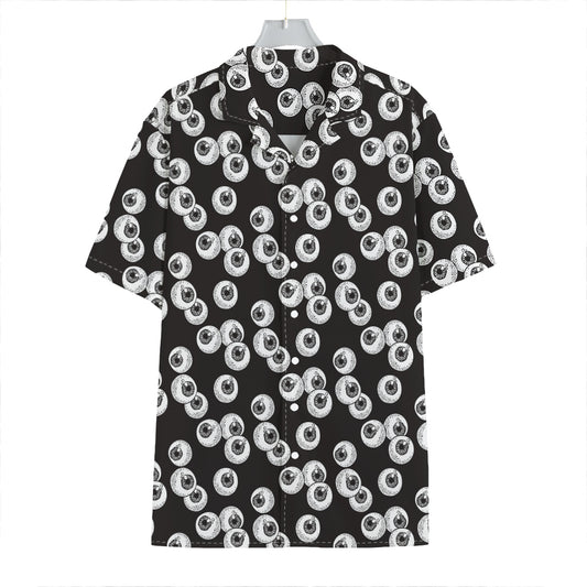 Black And White Eyeball Pattern Print Hawaiian Shirt