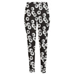 Black And White Eyeball Pattern Print High-Waisted Pocket Leggings