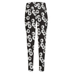 Black And White Eyeball Pattern Print High-Waisted Pocket Leggings