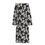 Black And White Eyeball Pattern Print Hooded Bathrobe