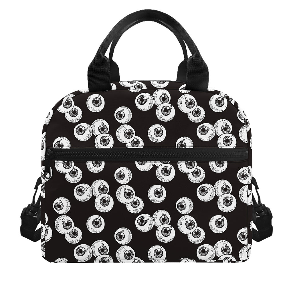 Black And White Eyeball Pattern Print Insulated Lunch Bag