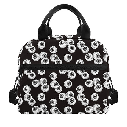 Black And White Eyeball Pattern Print Insulated Lunch Bag