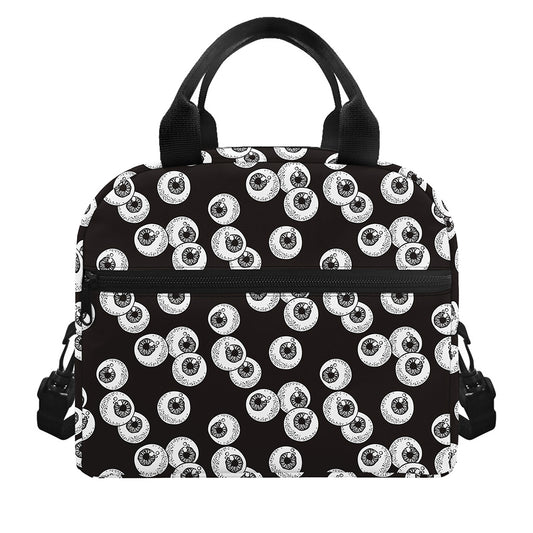 Black And White Eyeball Pattern Print Insulated Lunch Bag