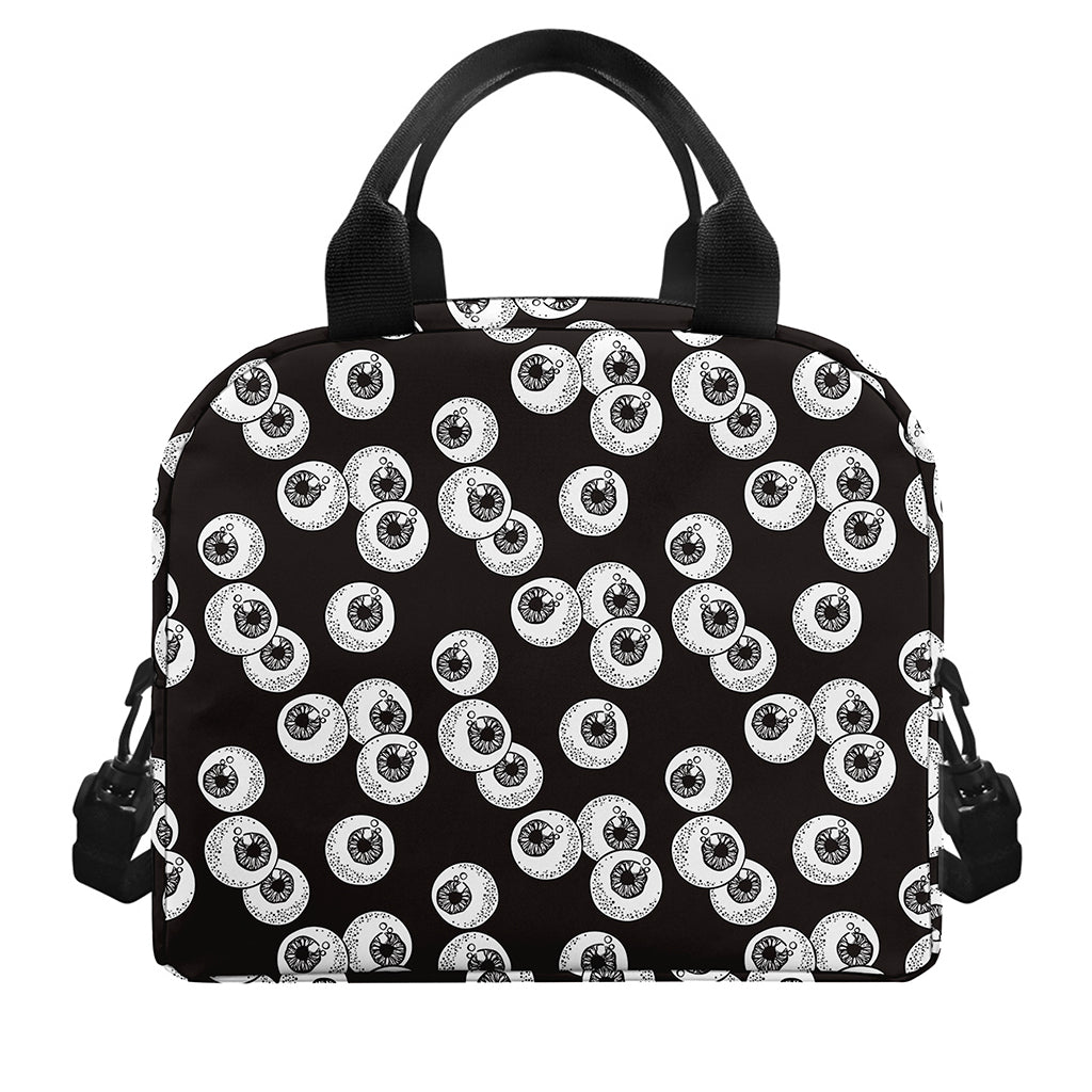 Black And White Eyeball Pattern Print Insulated Lunch Bag
