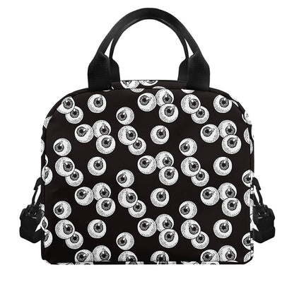 Black And White Eyeball Pattern Print Insulated Lunch Bag