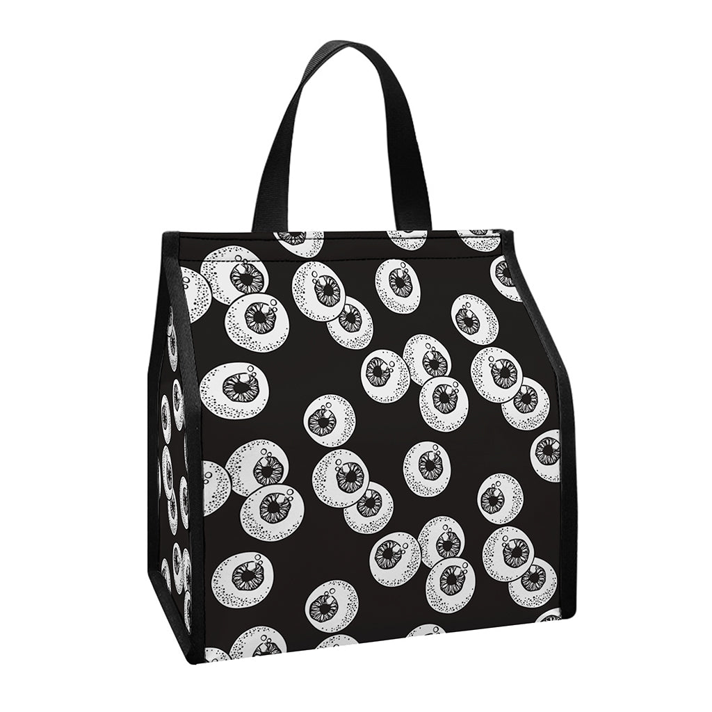 Black And White Eyeball Pattern Print Insulated Lunch Tote